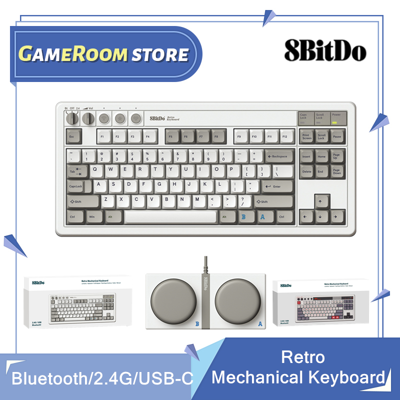 Retro Pc Gaming - Keyboard Mekanikal Retro 8Bitdo, Bluetooth/2.4G/USB-C Keyboard