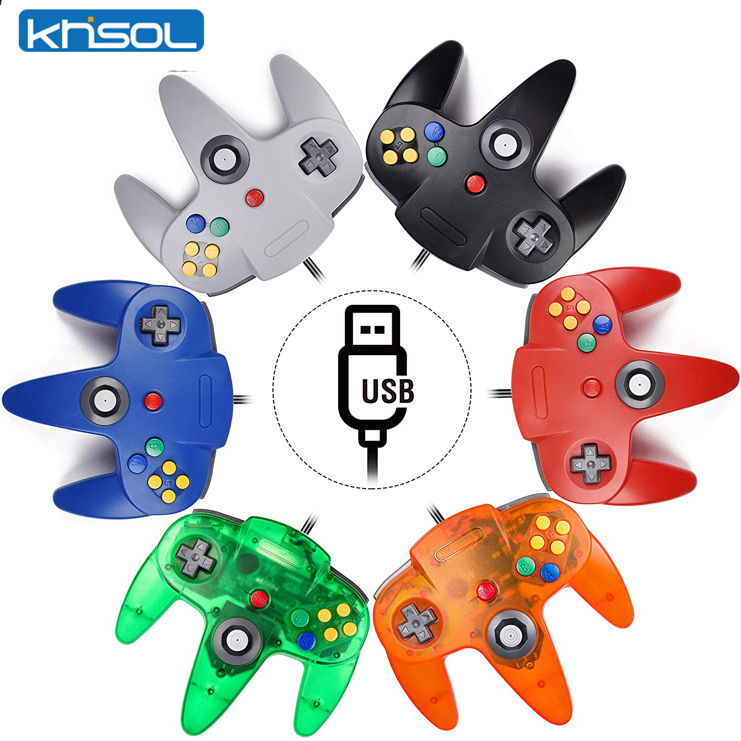 Retro Pc Gaming - N64 kontroler klasik berkabel USB, aksesori
